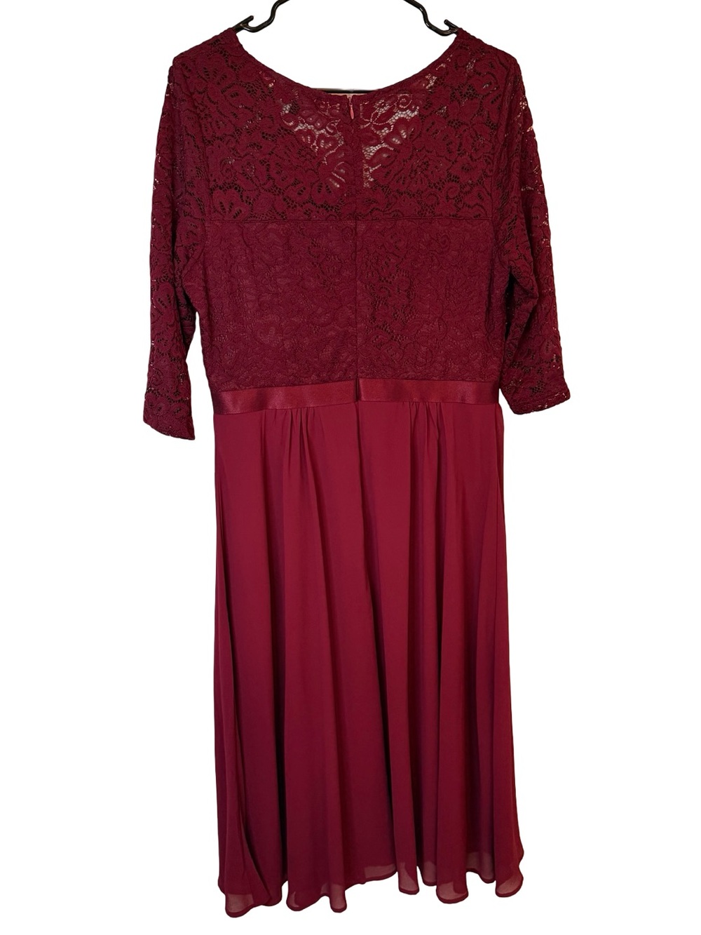Miss May Retro Gorgeous City Burgundy Lace Chiffon Midi Cocktail Dress Size XL - Picture 7 of 7